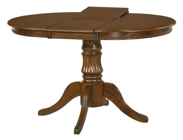 Asztal Houston 809, Sötét dió, 75x90x90cm, Hosszabbíthatóság, Természetes fa furnér, Közepes sűrűségű farostlemez, Váz anyaga