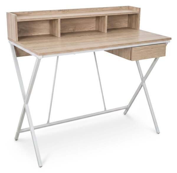 AKORD Furniture Factory FLEXO Ipari Számítógépasztal Sonoma Tölgy Fehér Lábakkal