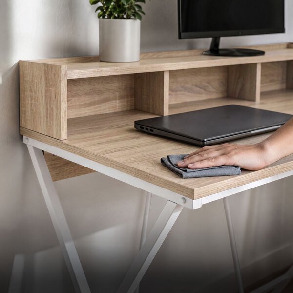 AKORD Furniture Factory FLEXO Ipari Számítógépasztal Sonoma Tölgy Fehér Lábakkal