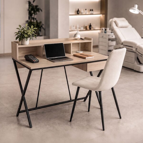 AKORD Furniture Factory FLEXO Ipari Számítógépasztal Sonoma Tölgy Fekete Lábakkal