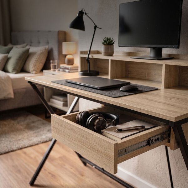 AKORD Furniture Factory FLEXO Ipari Számítógépasztal Sonoma Tölgy Fekete Lábakkal