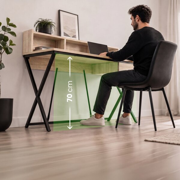 AKORD Furniture Factory FLEXO Ipari Számítógépasztal Sonoma Tölgy Fekete Lábakkal
