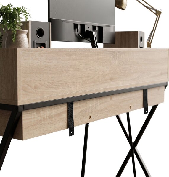 AKORD Furniture Factory FLEXO Ipari Számítógépasztal Sonoma Tölgy Fekete Lábakkal