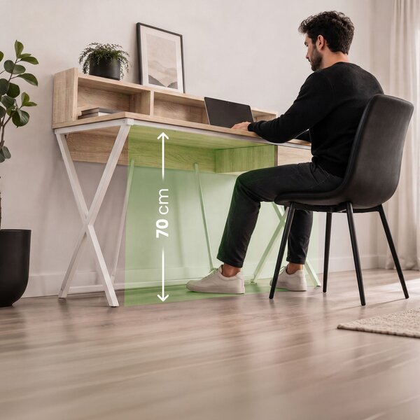 AKORD Furniture Factory FLEXO Ipari Számítógépasztal Sonoma Tölgy Fehér Lábakkal