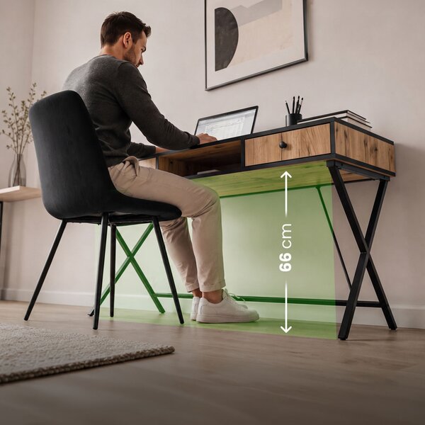 AKORD Furniture Factory CROSSLINE Ipari Számítógépasztal Craft Tölgy Fekete Lábakkal