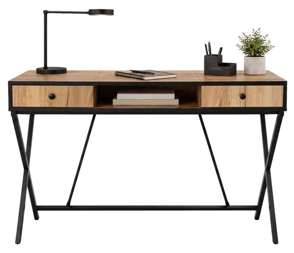AKORD Furniture Factory CROSSLINE Ipari Számítógépasztal Craft Tölgy Fekete Lábakkal