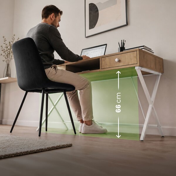 AKORD Furniture Factory Crossline Ipari Számítógépes Íróasztal Artisan Tölgy Fehér Lábakkal 2 Fiókkal