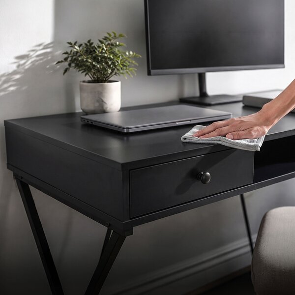 AKORD Furniture Factory Crossline Ipari Számítógépasztal Fekete 2 Fiókkal és 1 Polccal