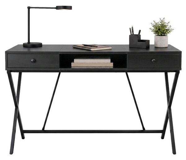 AKORD Furniture Factory Crossline Ipari Számítógépasztal Fekete 2 Fiókkal és 1 Polccal
