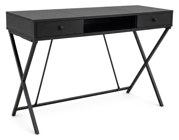 AKORD Furniture Factory Crossline Ipari Számítógépasztal Fekete 2 Fiókkal és 1 Polccal