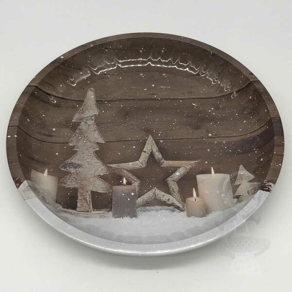 Fém decor tányér karácsony mintával - HU119