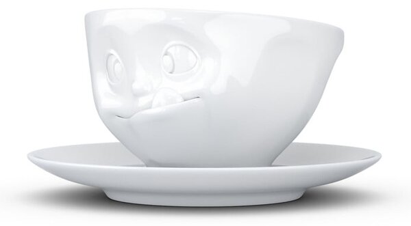 Fehér 'huncut' porcelán csésze és csészealj - 58products