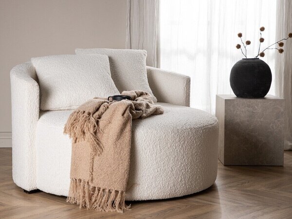 Fotel Dallas 4225, Kárpit, 72x120x118cm, Fehér, Fenyő