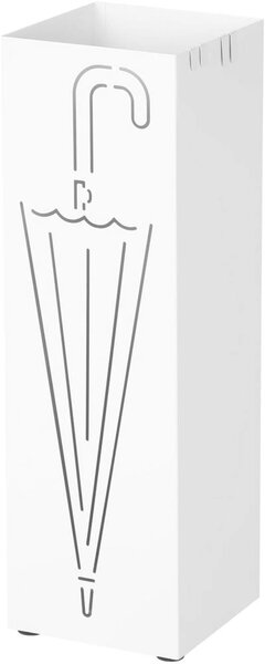 Fém esernyőtartó, horgokkal és csepptálcával, 15,5 x 15,5 x 49 cm