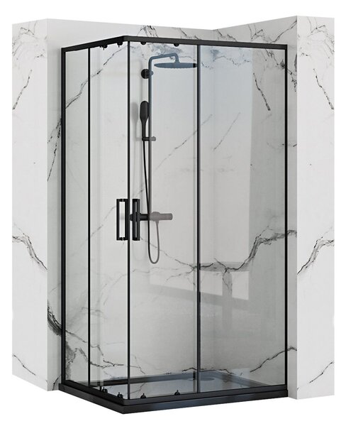 Rea - PUNTO BLACK MAT zuhanykabin 80 x 100 cm, átlátszó üveg / fekete profil, REA-K4806