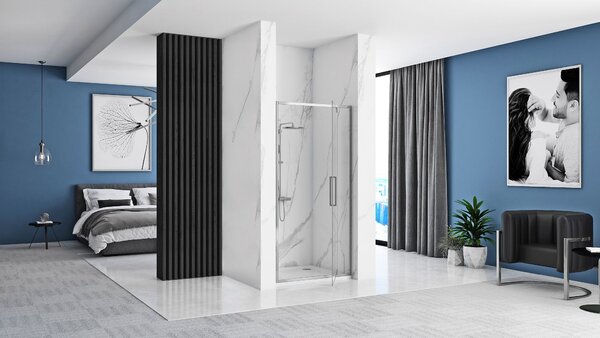 Rea Rapid Swing, egyszárnyú zuhanyajtó 100 x 195 cm, 6 mm átlátszó üveg, króm profil, REA-K5607