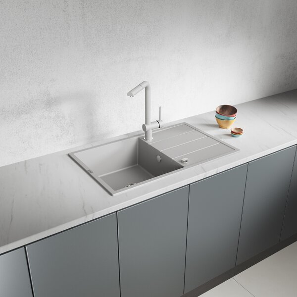Laveo Wolin, 1 rekeszes gránit mosogató 780x480x185 mm, szürke, LAV-SPW_511T