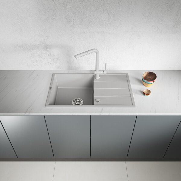 Laveo Wolin, 1 rekeszes gránit mosogató 780x480x185 mm, szürke, LAV-SPW_511T