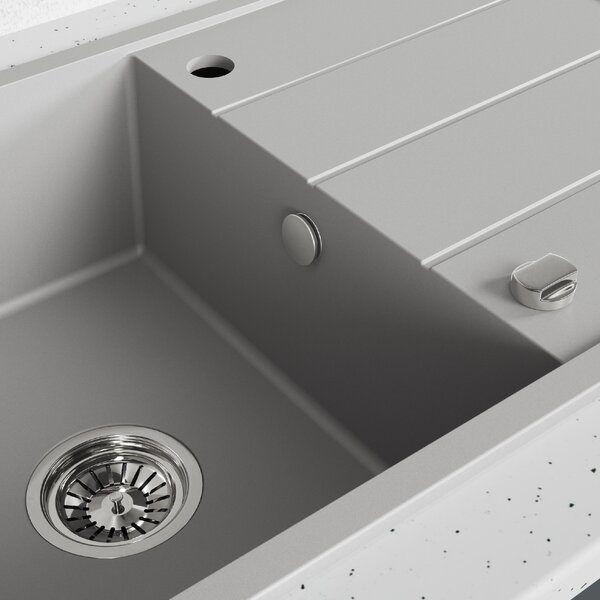 Laveo Wolin, 1 rekeszes gránit mosogató 780x480x185 mm, szürke, LAV-SPW_511T