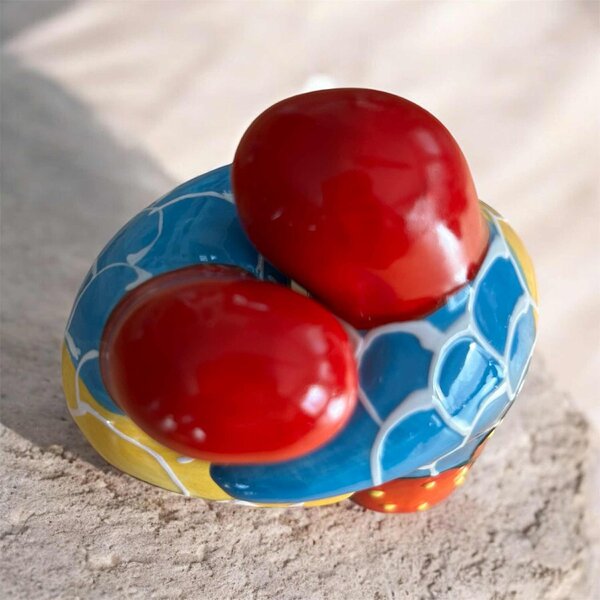 Mediterrán virágmintás kerámia só- és borsszóró pár (8 × 5 cm)