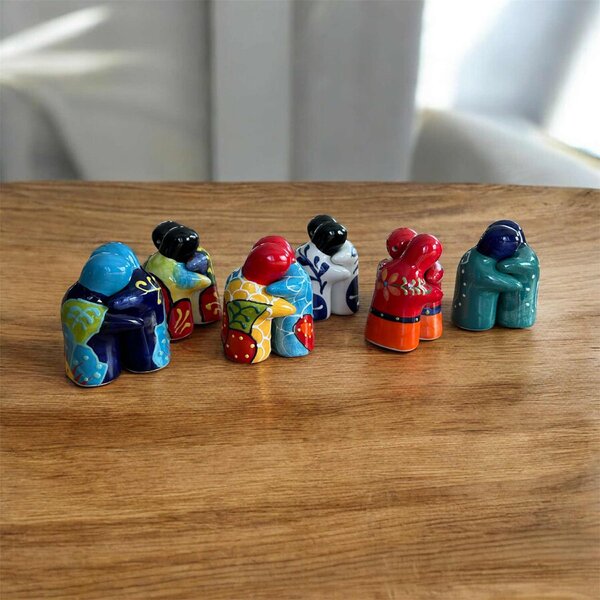 Mediterrán zöld kerámia só- és borsszóró pár (8 × 5 cm)