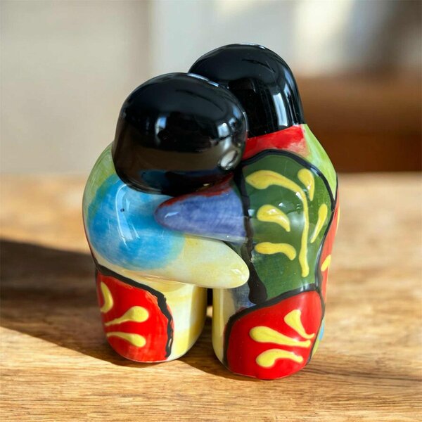 Mediterrán tarka kerámia só- és borsszóró pár (8 × 5 cm)