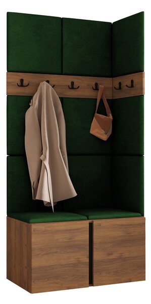 Előszoba garnitúra Pinis I, 186x84x46cm, Dió, Kárpit, Laminált forgácslap