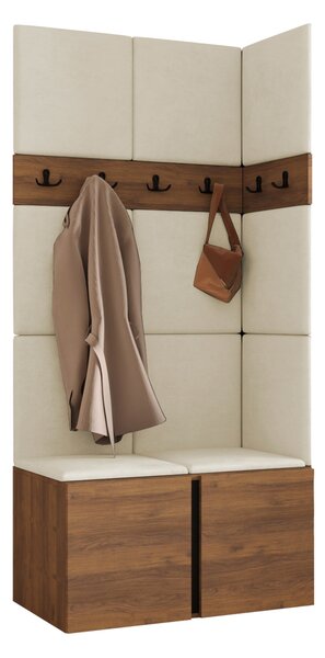 Előszoba garnitúra Pinis I, 186x84x46cm, Dió, Kárpit, Laminált forgácslap