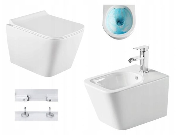 Mexen TEO Perem nélküli WC csésze ülőkés + bidé TEO, fehér, 30850700 + 35855100