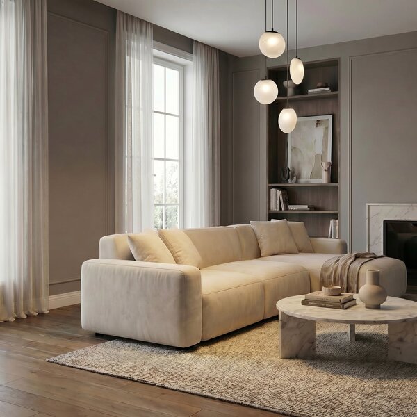 Függőlámpa Lucande, Lunelle, dimmable, Fehér, Nappali, Üveg, Modern