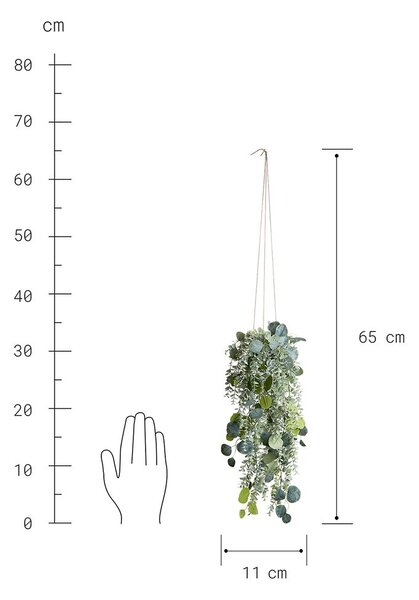 FLORISTA eukaliptusz mix felakasztható cserépben 65 cm