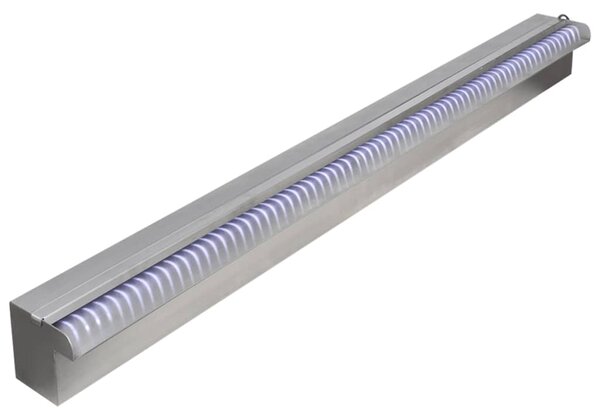 Négyszögletes rozsdamentes acél medence szökőkút LED fényekkel 90 cm