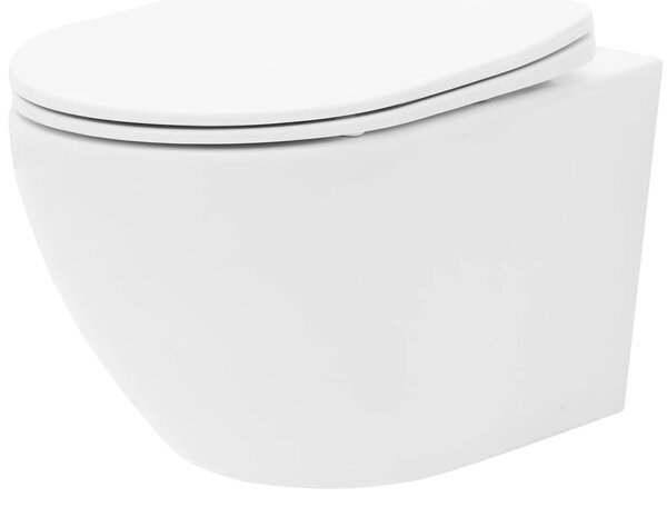 Rea CARLO mini-keret nélküli, falra szerelhető WC-csésze 49x37, lassan eső üléssel ABS, fehér, REA-C6200