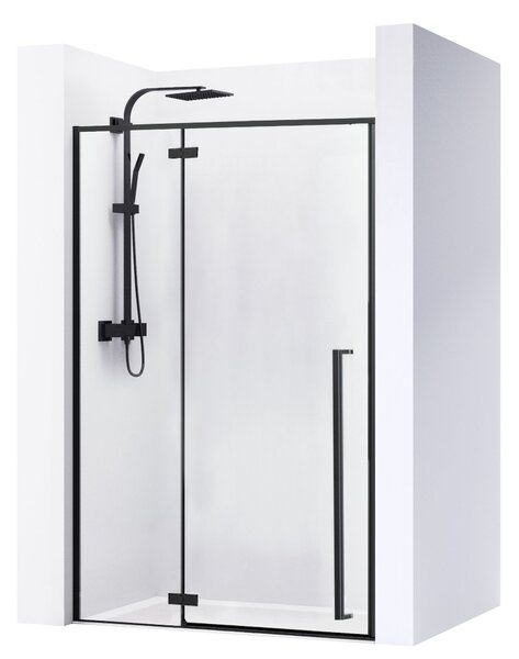 Rea - FARGO BLACK MAT egyszárnyú zuhanyajtó 100 x 195 cm, átlátszó üveg, REA-K6330