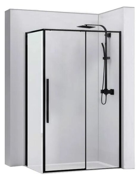 Rea - SOLAR BLACK MAT négyszögletes zuhanykabin 80 x 100 cm, átlátszó üveg / fekete profil, REA-K6310
