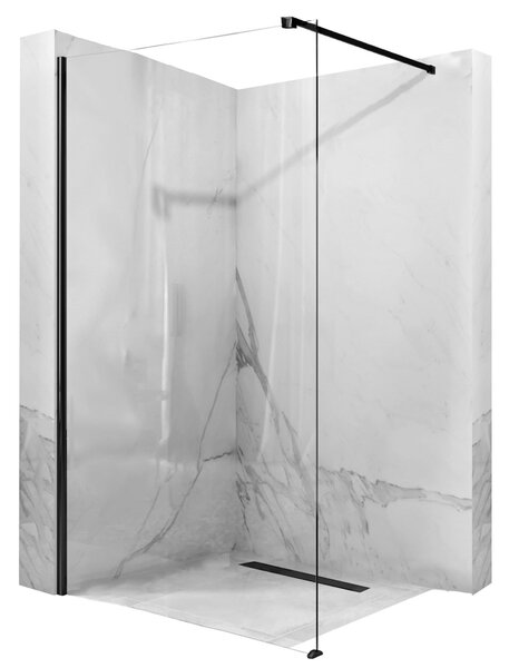 Rea AERO, zuhany paraván WALK IN, 1 lapos, 100 x 195 cm, matt fekete-átlátszó, REA-K6596