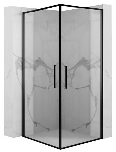 Rea Abra Matte, 2 szárnyas zuhanykabin 90 (ajtó) x 90 (ajtó) x 195 cm, 6mm átlátszó üveg, fekete profil, REA-K5502