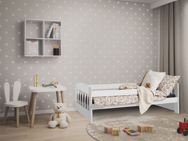 STAS tömör fa gyerekágy leesésgátlóval 160x80 Stas - fehér