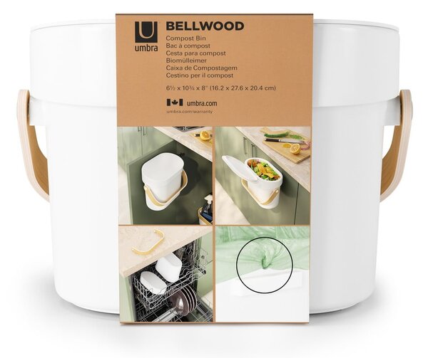 Fehér komposztálható hulladék gyűjtő 4 l Bellwood – Umbra