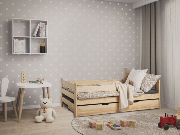 KUBIUS fa gyerekágy ágyneműtartóval 80x180 - borovi