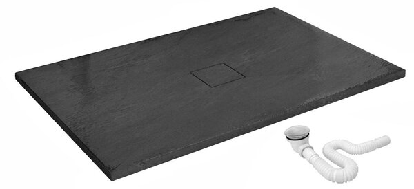 Rea BLACK STONE - Kő zuhanytálca 80 x 120 x 3,5 cm + szifon, fekete, REA-K9602