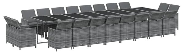 21 részes szürke polyrattan kerti étkezőgarnitúra párnákkal