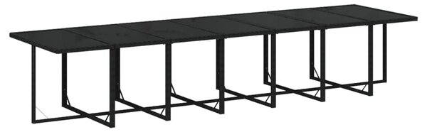 19 részes fekete polyrattan kerti étkezőgarnitúra párnákkal