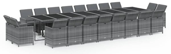 21 részes szürke polyrattan kerti étkezőgarnitúra párnákkal
