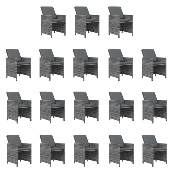 19 részes szürke polyrattan kerti étkezőgarnitúra párnákkal