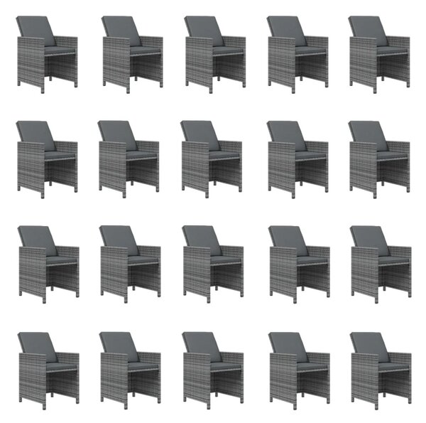 21 részes szürke polyrattan kerti étkezőgarnitúra párnákkal