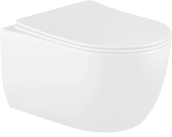 Mexen CARMEN Perem nélküli falra szerelhető vécécsésze lassan eső üléssel SLIM, 49 x 37 cm, fehér, 30880400