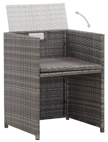 17 részes szürke polyrattan kültéri étkezőgarnitúra párnákkal