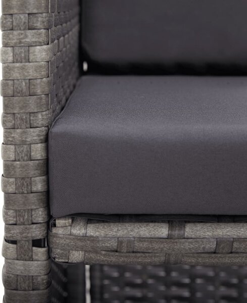 17 részes szürke polyrattan kültéri étkezőgarnitúra párnákkal
