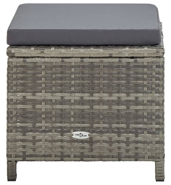 11 részes szürke polyrattan kültéri étkezőszett párnákkal